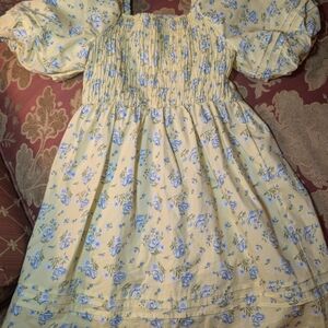 btween Yellow and Blue Floral Casual Kids Dress